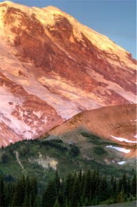 Mt Rainier lit up Mt Rainier at Dawn